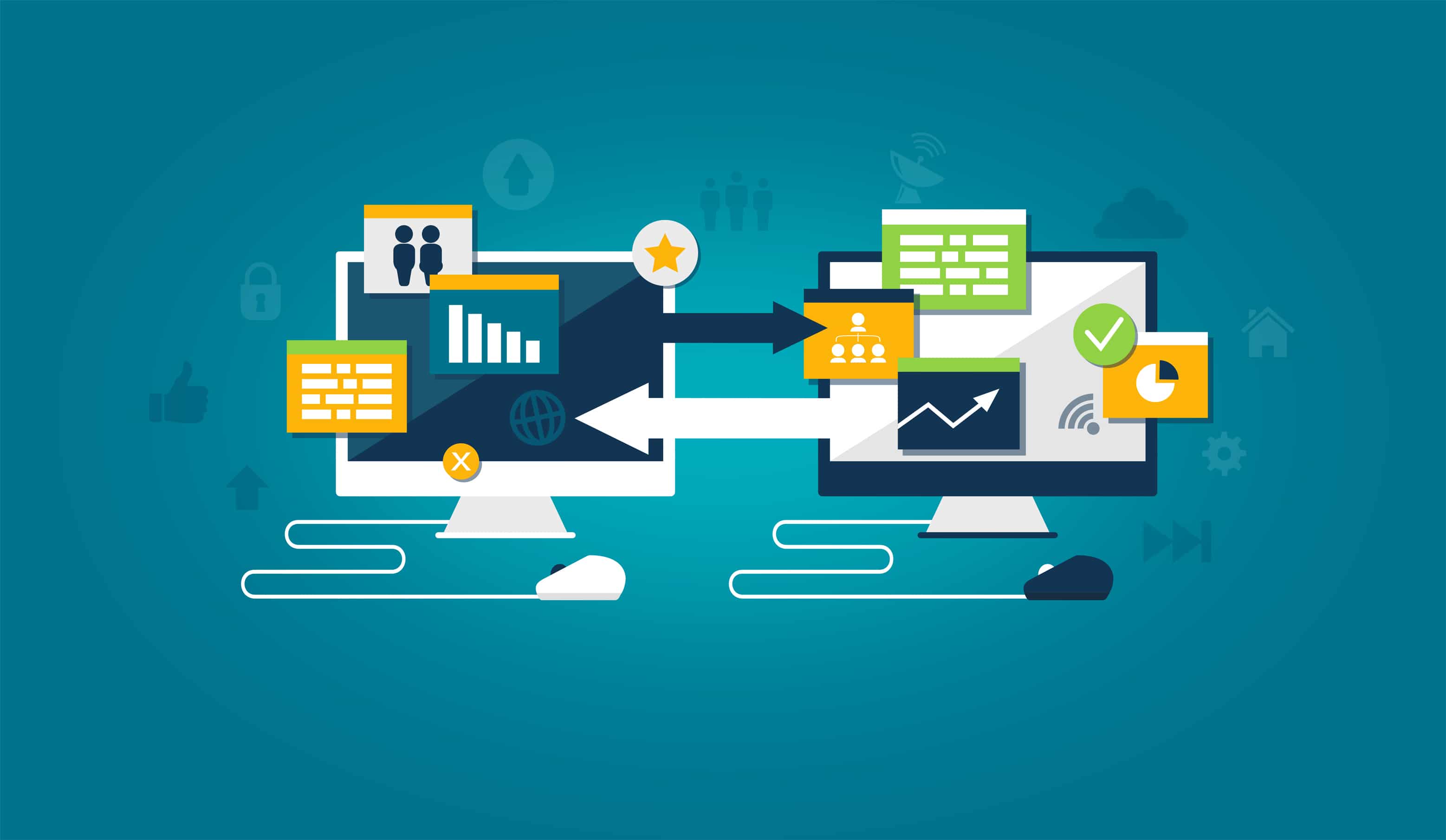 Virtual Data and File Transfer and Export Between Devices - Illu brain_two halves